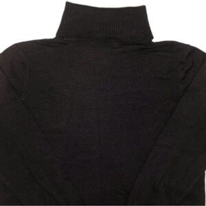 Joseph A. Women's Black Long-Sleeve Sz L Turtle Neck Ribbed Collar & Wasit Line